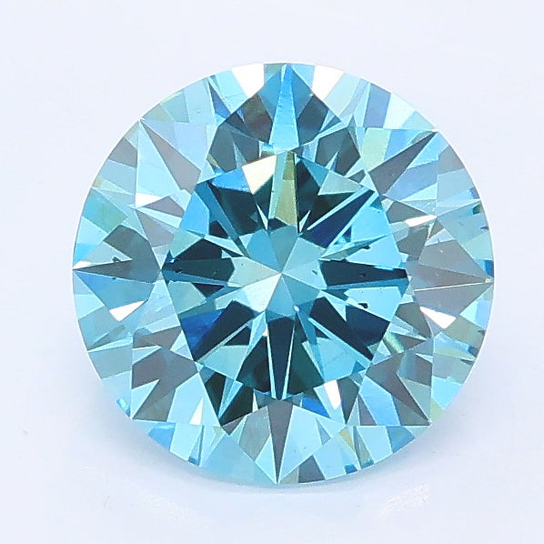 1.52 carat fancy vivid blue round lab grown diamond SI1 clarity