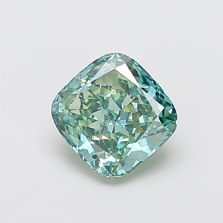 2.02 carat fancy vivid green cushion lab grown diamond VS1 clarity