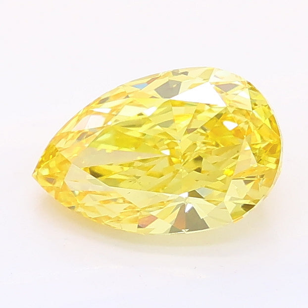 1.21 carat fancy vivid yellow pear lab grown diamond VS1 clarity