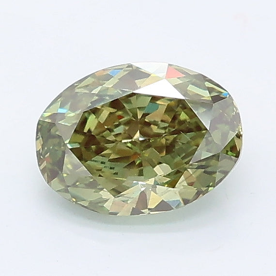 0.94 carat fancy vivid green oval lab grown diamond VS2 clarity