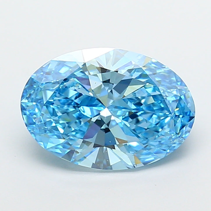 5.00 carat fancy vivid blue oval lab grown diamond VS1 clarity
