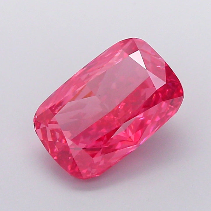 4.02 carat fancy vivid pink cushion lab grown diamond VS2 clarity