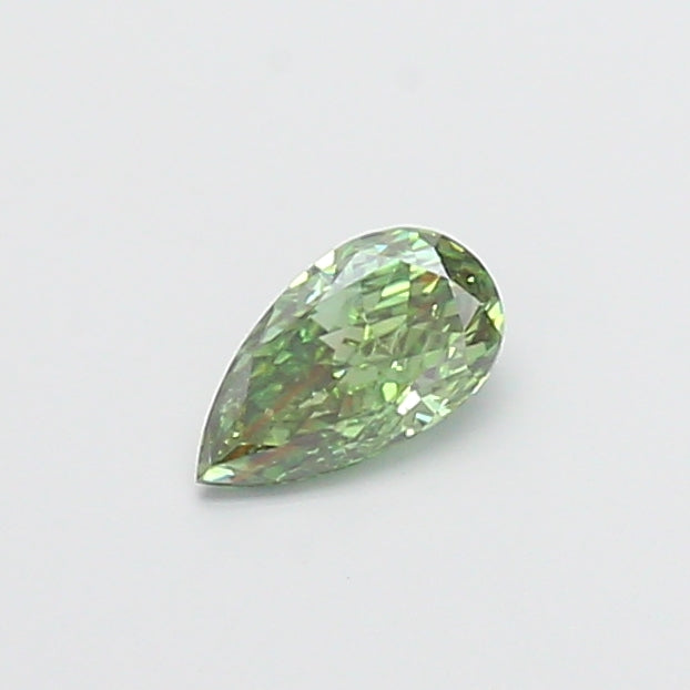 0.57 carat fancy vivid green pear lab grown diamond VVS2 clarity