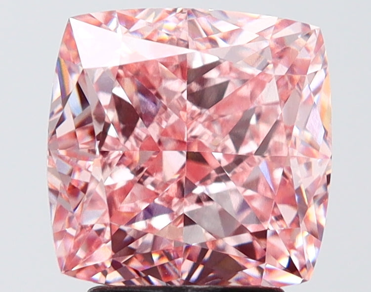 4.03 carat fancy vivid pink cushion lab grown diamond VS1 clarity