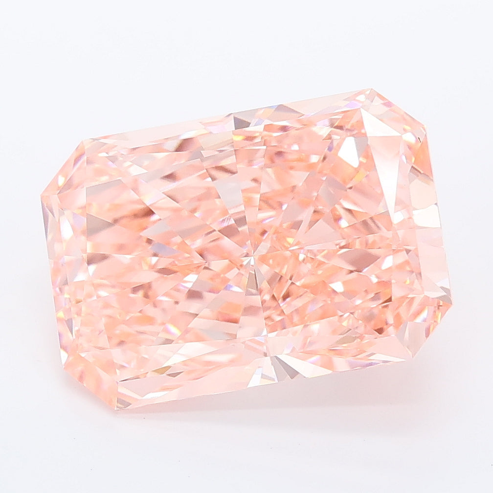 5.94 carat fancy vivid pink radiant lab grown diamond VVS2 clarity