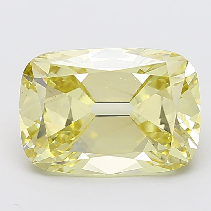 6.01 carat fancy yellow old mine cushion lab grown diamond VS2 clarity