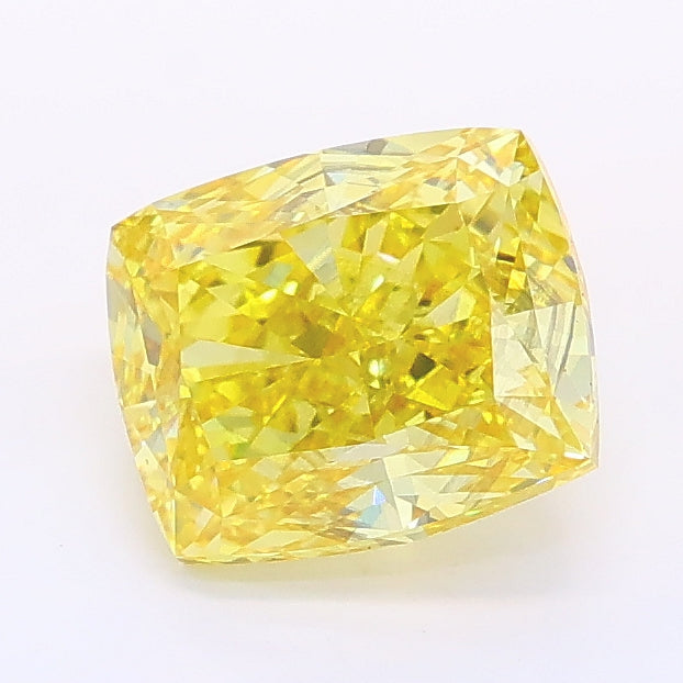 1.53 carat fancy vivid yellow cushion lab grown diamond SI1 clarity