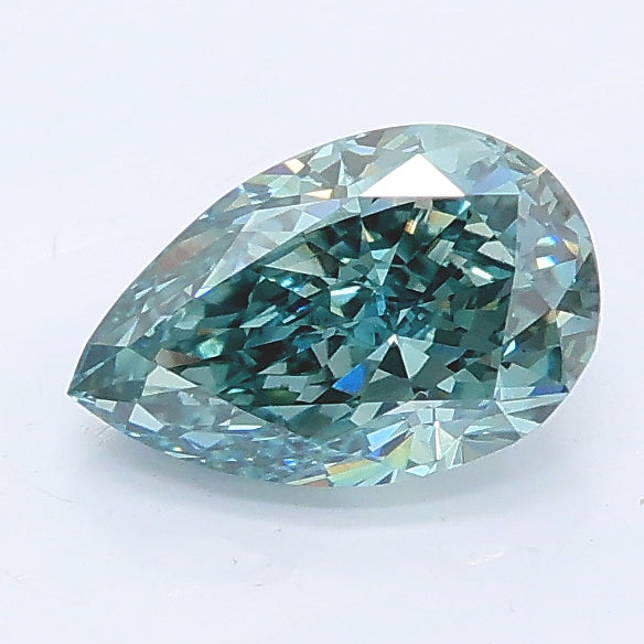 1.09 carat fancy vivid green blue pear lab grown diamond VS1 clarity