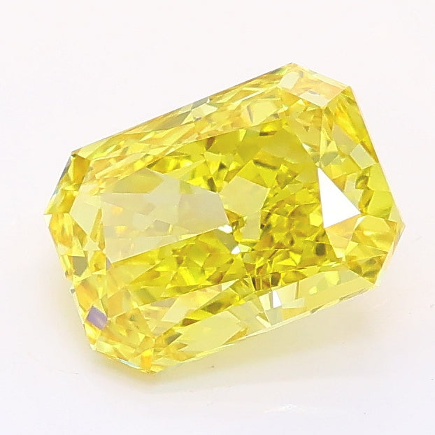 1.54 carat fancy vivid yellow radiant lab grown diamond VS1 clarity
