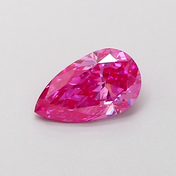 0.79 carat fancy intense pink pear lab grown diamond VVS2 clarity