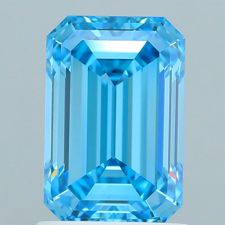 1.54 carat fancy vivid blue emerald lab grown diamond VVS2 clarity