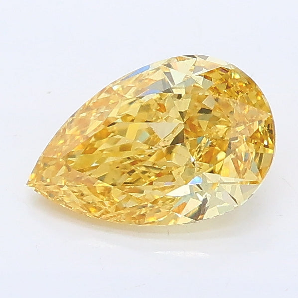 1.01 carat fancy intense yellow pear lab grown diamond VS2 clarity