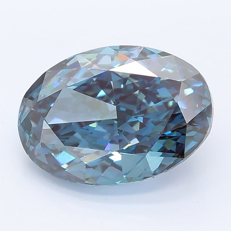 3.08 carat fancy blue oval lab grown diamond VS2 clarity