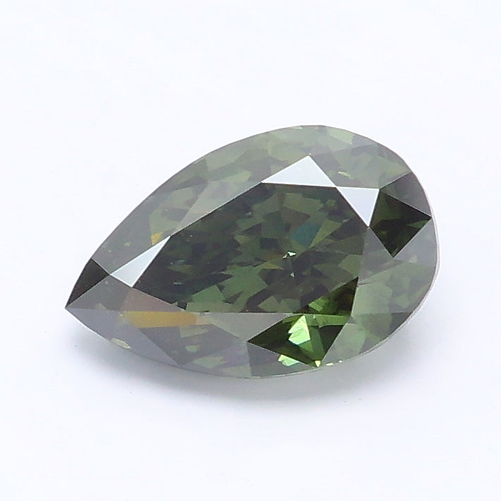 1.21 carat fancy deep green pear lab grown diamond SI1 clarity