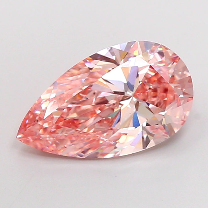 5.01 carat fancy vivid pink pear lab grown diamond VS1 clarity