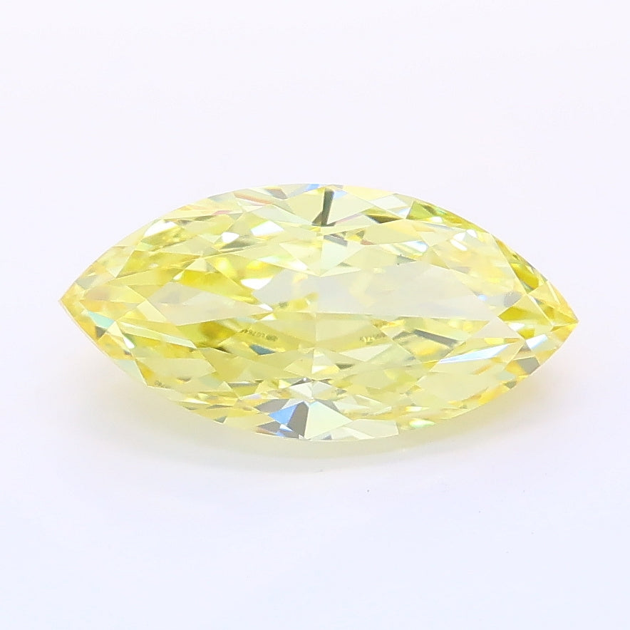 2.01 carat fancy intense yellow marquise lab grown diamond VS1 clarity