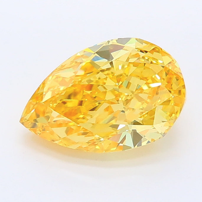 1.79 carat fancy vivid yellow pear lab grown diamond VS1 clarity