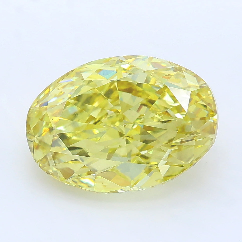 4.79 carat fancy intense yellow oval lab grown diamond SI1 clarity