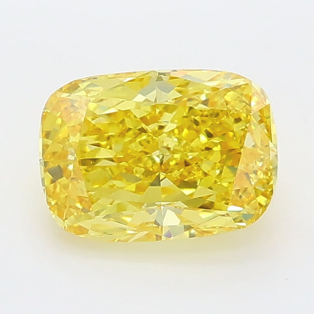 1.31 carat fancy vivid yellow cushion lab grown diamond VS1 clarity