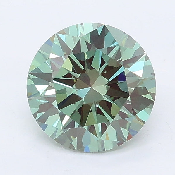 1.40 carat fancy vivid green round lab grown diamond VVS2 clarity