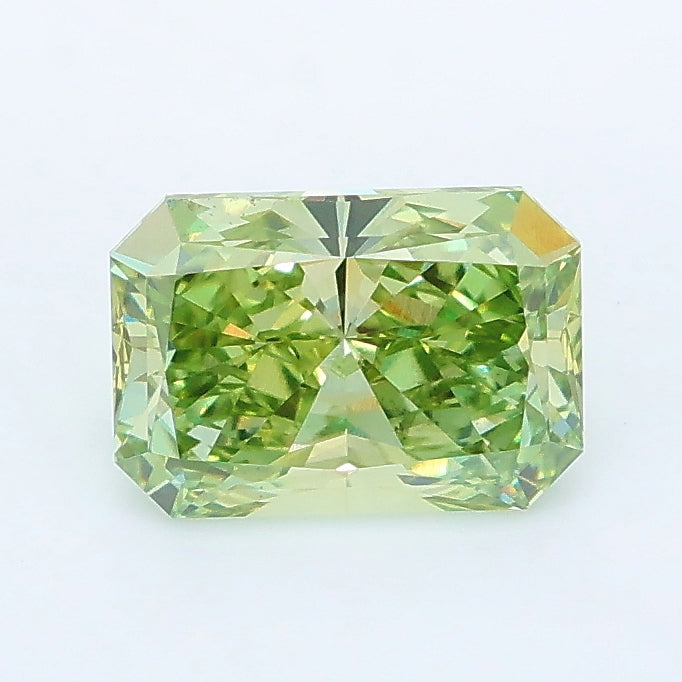 0.99 carat fancy vivid green radiant lab grown diamond VS1 clarity