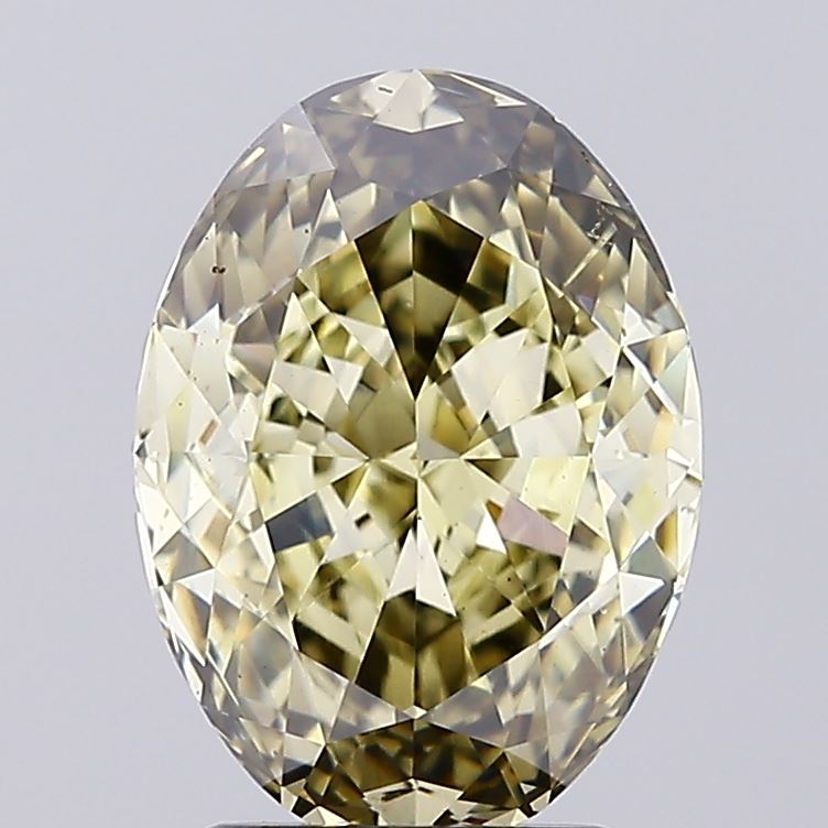 3.13 carat fancy grayish yellow oval lab grown diamond VS2 clarity