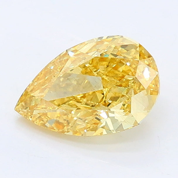 1.14 carat fancy intense yellow pear lab grown diamond SI1 clarity