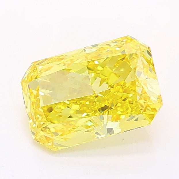 1.35 carat fancy vivid yellow radiant lab grown diamond VVS2 clarity