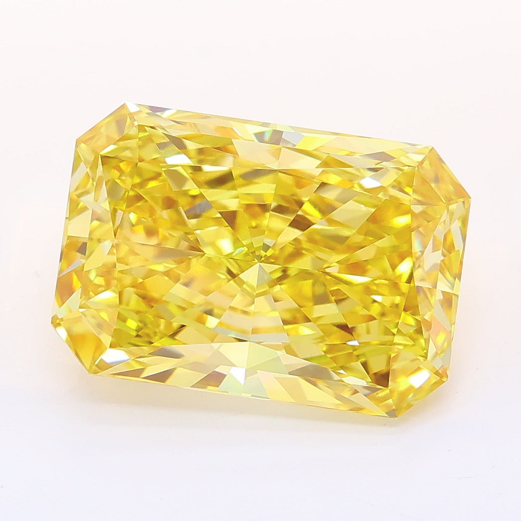 5.53 carat fancy intense yellow radiant lab grown diamond VVS2 clarity