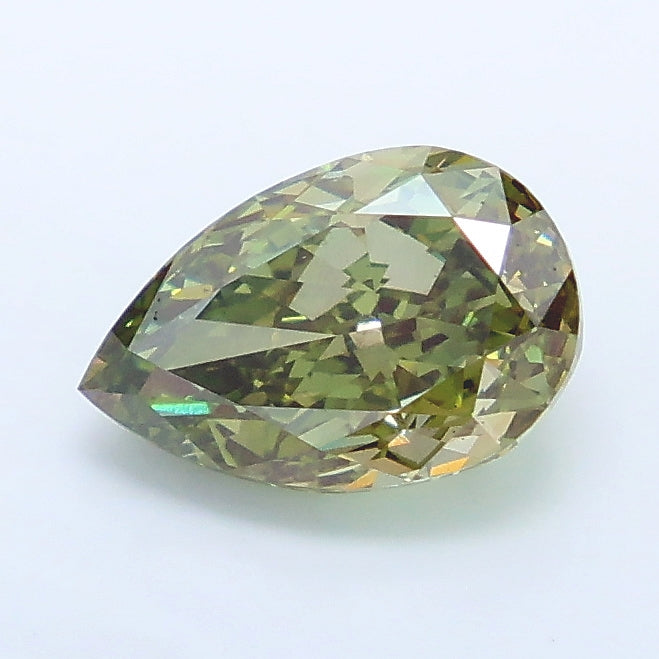 1.73 carat fancy vivid green pear lab grown diamond VS2 clarity