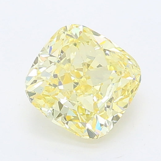0.91 carat fancy yellow cushion lab grown diamond VS2 clarity