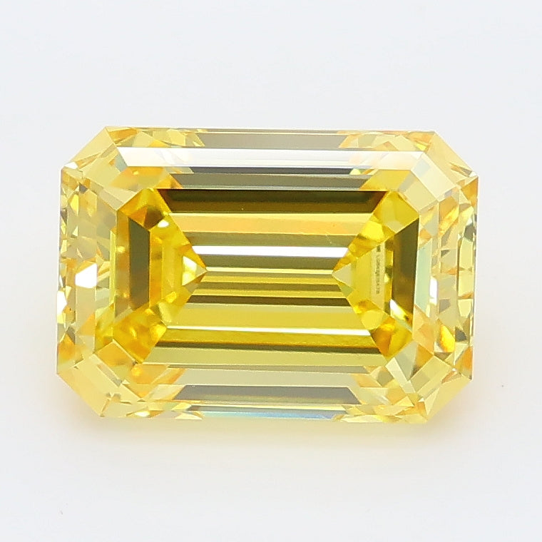 2.74 carat fancy intense yellow emerald lab grown diamond VVS2 clarity
