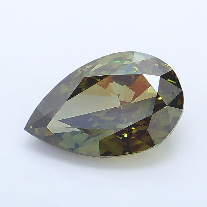 1.53 carat fancy deep green pear lab grown diamond VS1 clarity