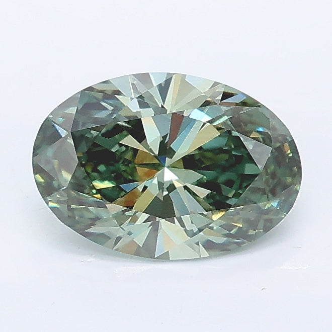 1.21 carat fancy vivid green oval lab grown diamond VVS2 clarity