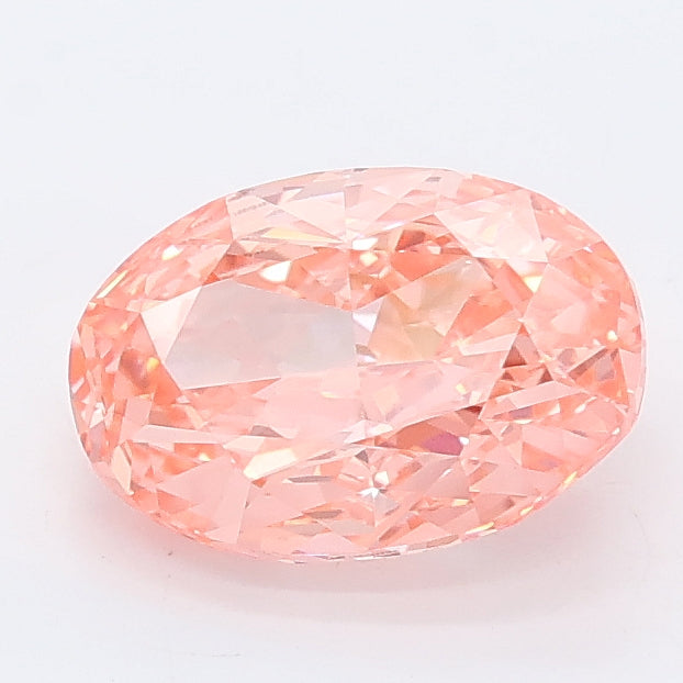 1.54 carat fancy vivid pink oval lab grown diamond VVS2 clarity
