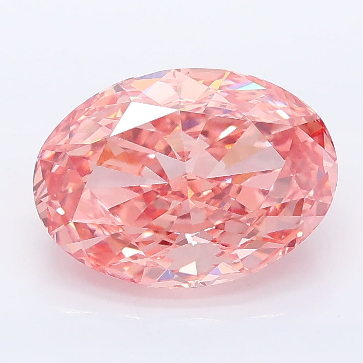 2.50 carat fancy vivid pink oval lab grown diamond VVS2 clarity