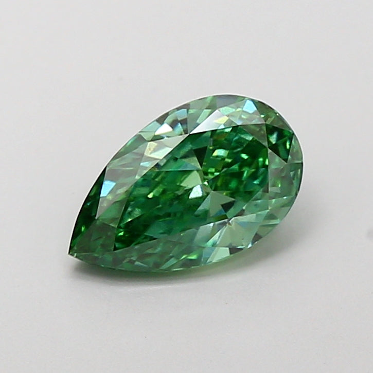 1.08 carat fancy vivid green pear lab grown diamond VVS2 clarity