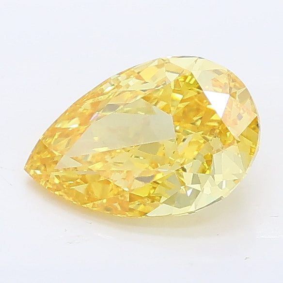 1.03 carat fancy vivid yellow pear lab grown diamond VS1 clarity