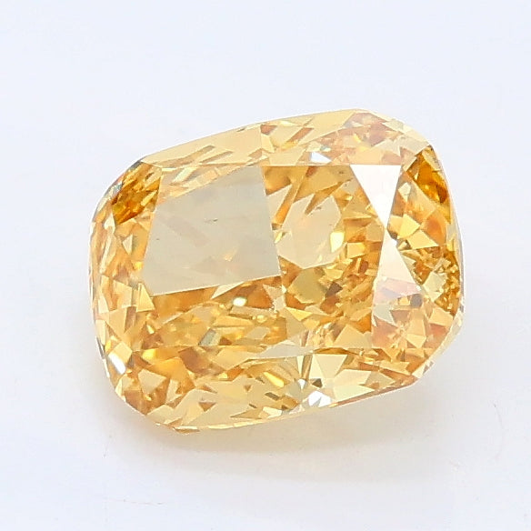 1.24 carat fancy intense yellow cushion lab grown diamond VS1 clarity