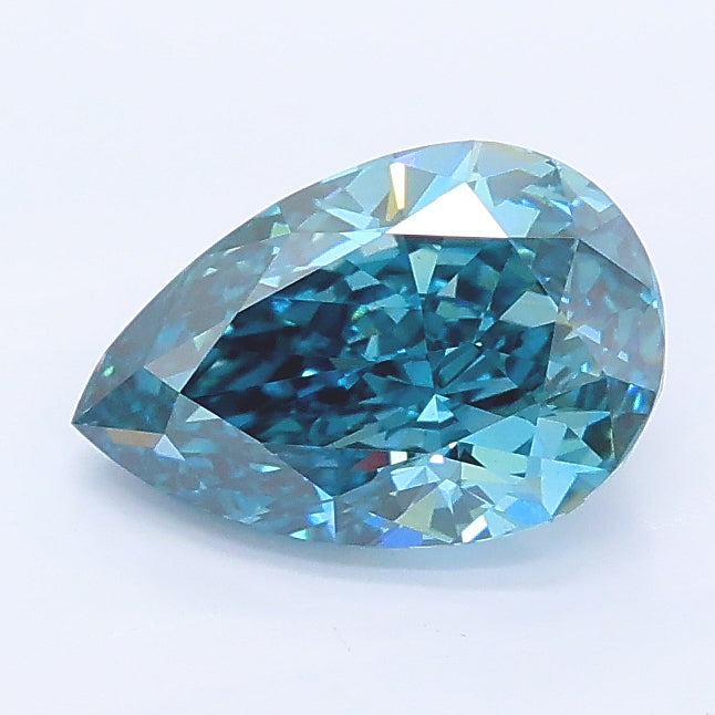 1.44 carat fancy vivid blue pear lab grown diamond VS1 clarity