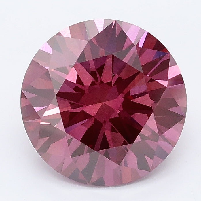 3.06 carat fancy deep pink round lab grown diamond SI1 clarity
