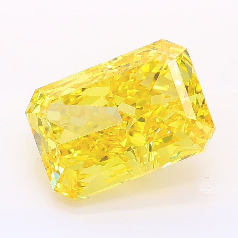 2.62 carat fancy vivid yellow radiant lab grown diamond VS1 clarity