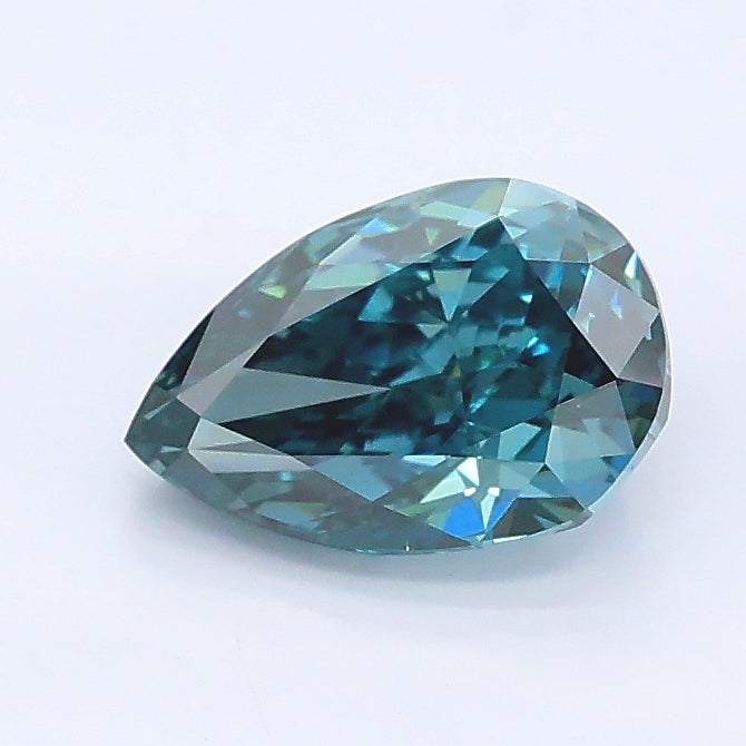 1.06 carat fancy deep green blue pear lab grown diamond VS1 clarity