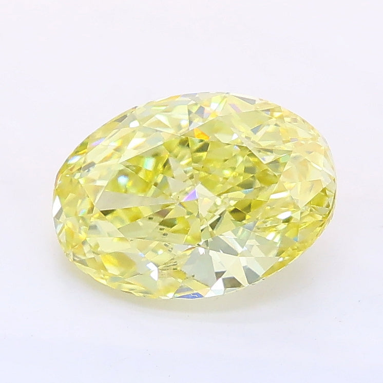 1.62 carat fancy intense yellow oval lab grown diamond VVS2 clarity