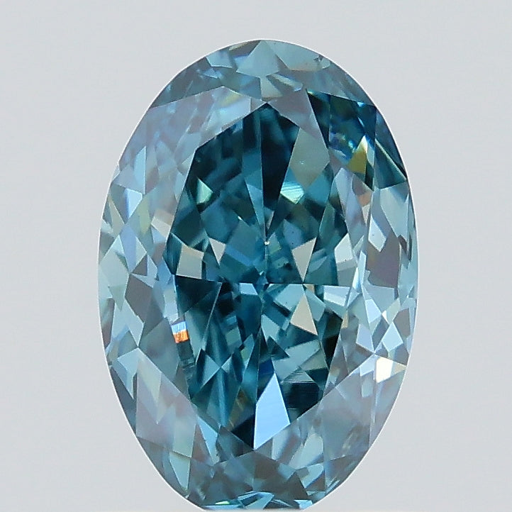 0.80 carat fancy vivid blue oval lab grown diamond VS1 clarity