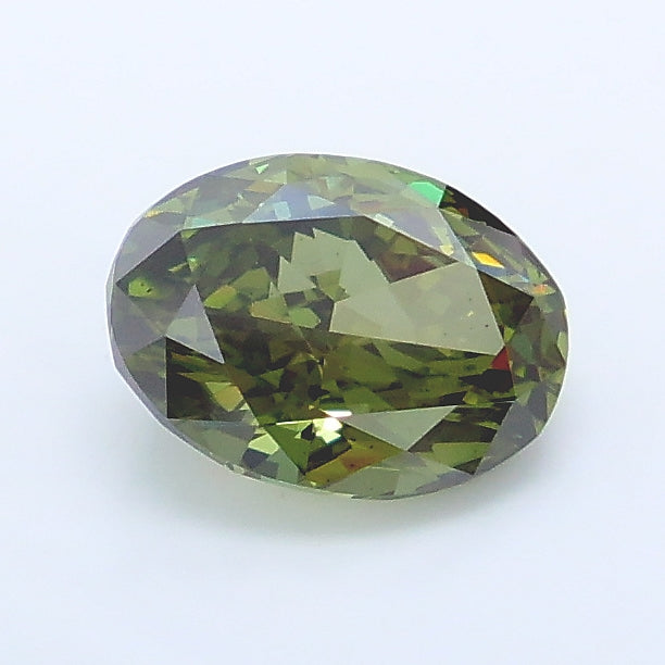 1.28 carat fancy deep green oval lab grown diamond SI1 clarity