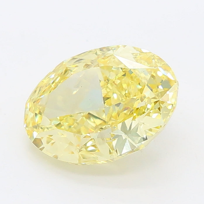 2.12 carat fancy intense yellow oval lab grown diamond VS1 clarity