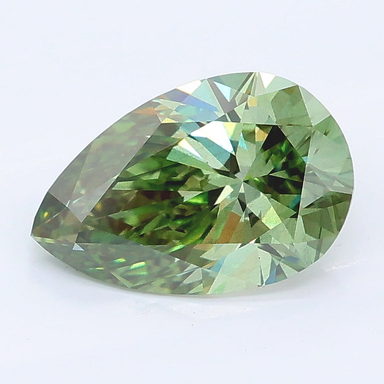 2.05 carat fancy vivid green pear lab grown diamond SI1 clarity
