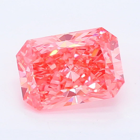 0.98 carat fancy vivid pink radiant lab grown diamond VVS2 clarity