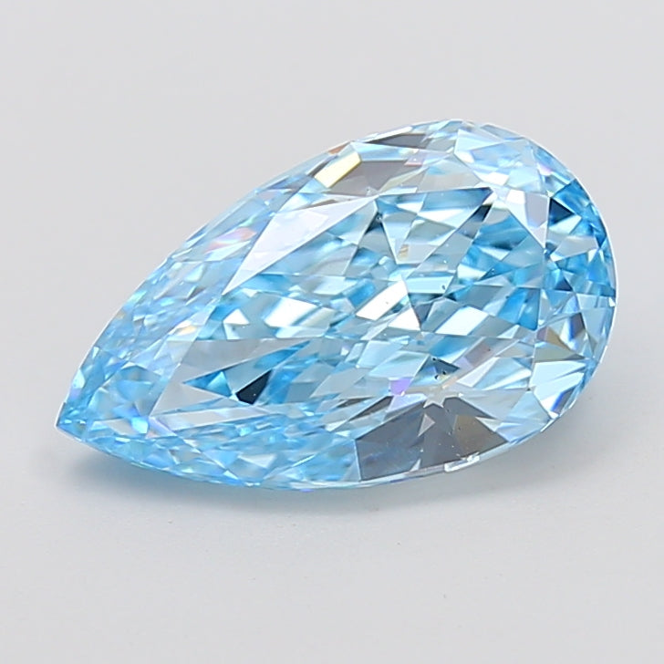 3.52 carat fancy vivid blue pear lab grown diamond VS2 clarity
